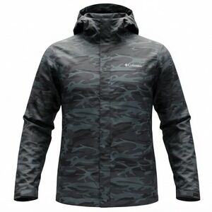 Columbia Men's XL Camo Omni-Tech Waterproof Breathable Hooded Jacket Windbreaker